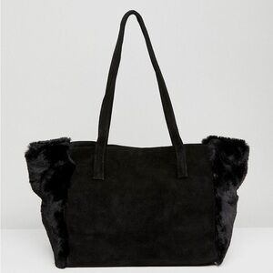 Urbancode  Black Suede and Faux Fur Shopper NWOT
